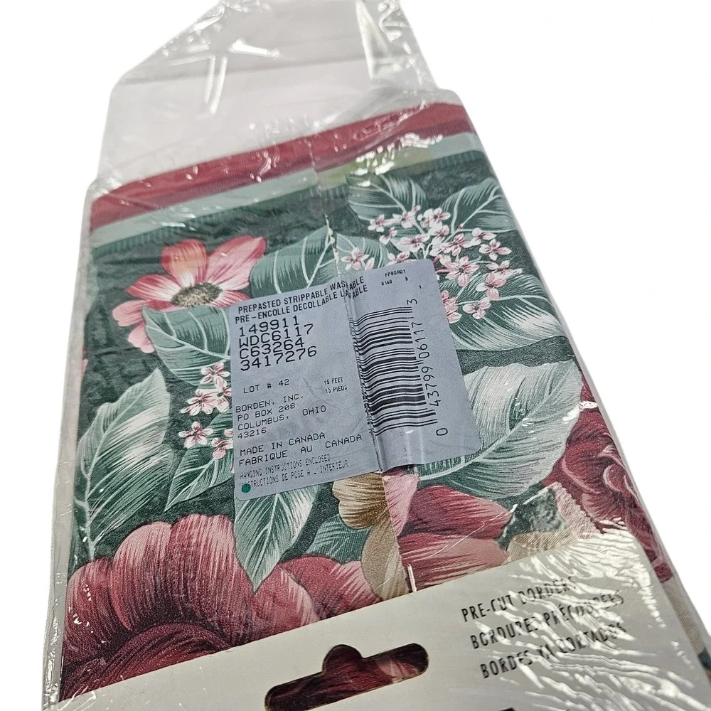 Wallpaper Border‎ Floral Decorative Sculptured Edge Flowers 15 yds Total New Vtg